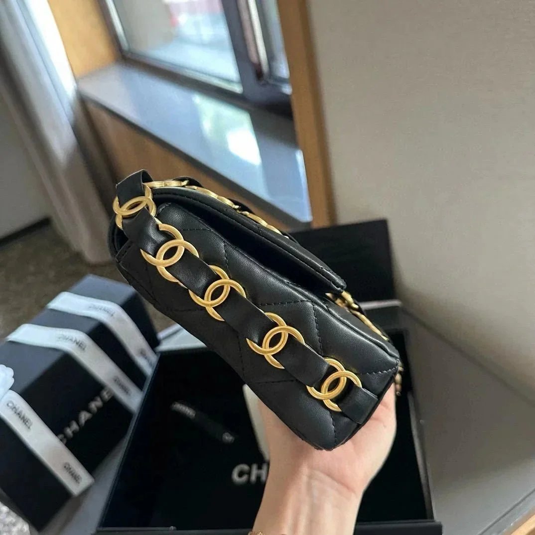 Chanel Black Quilted Leather Mini Framing Chain Flap Bag