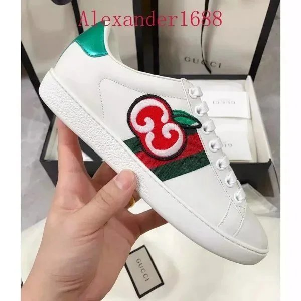 Gucci White Cherry Embroidered Sneakers for Women