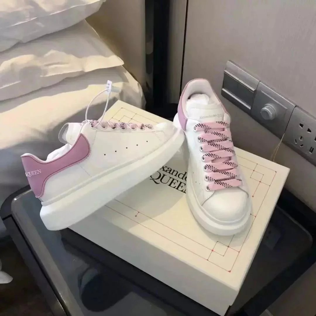 Alexander McQueen White Sneakers with Pink Accents